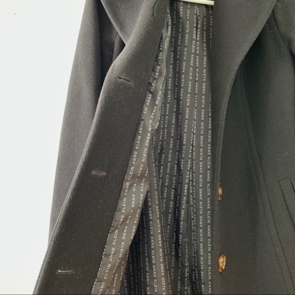 Anne Kline / Black Wool Long Coat , Heavy Winter Coat / Dramatic Collar - Picture 6 of 8